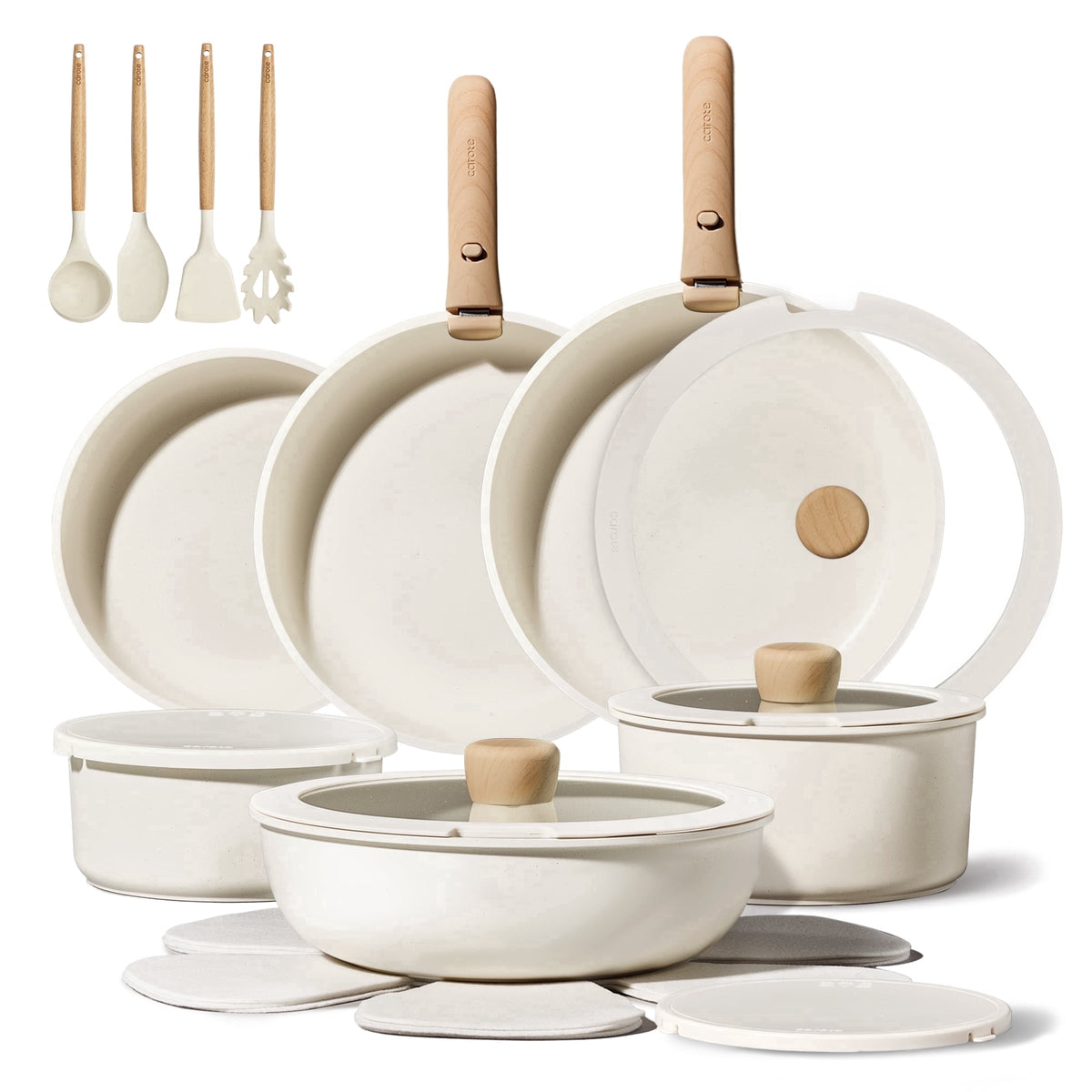 Garly Kitchen 19-Piece Nonstick Cookware Sets, Granite Non Stick Pots and Pans with Removable