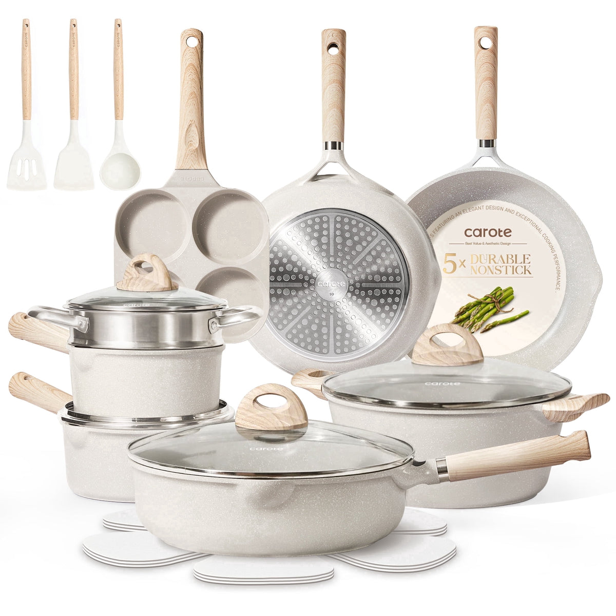 Garly Kitchen 39-Piece Nonstick Pots and Pans Set, Induction Cookware Set with Granite Coating