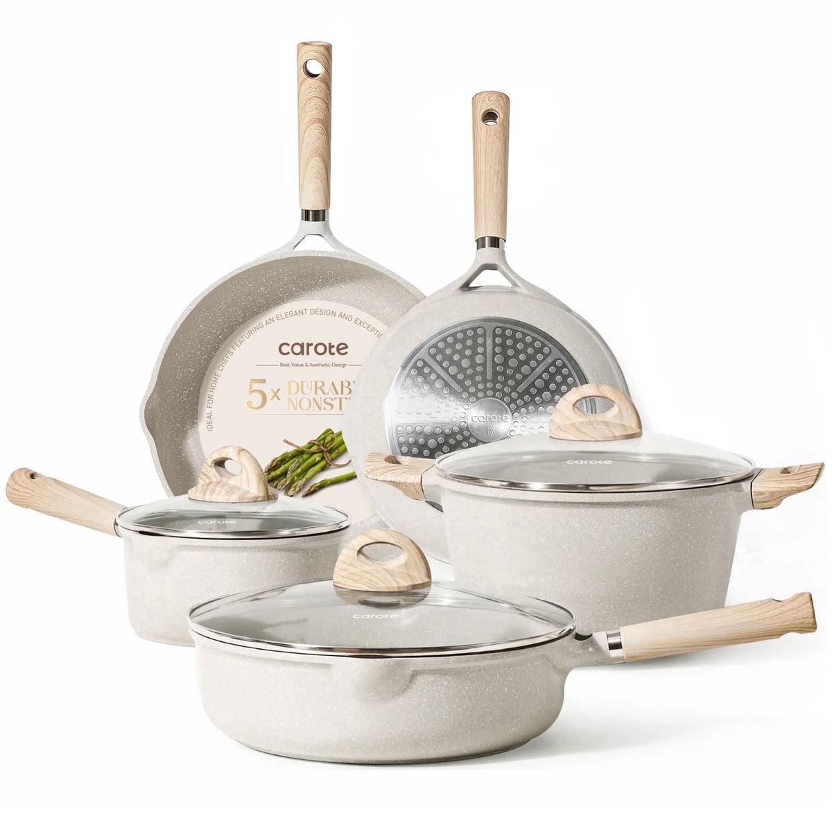 Garly Kitchen 39-Piece Nonstick Pots and Pans Set, Induction Cookware Set with Granite Coating