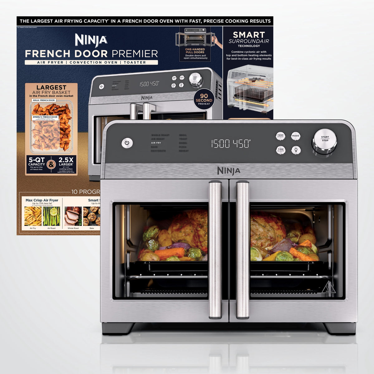 Garly Kitchen French Door 10-in-1 Countertop Oven, with Smart Surroundair Technology and Air Fry
