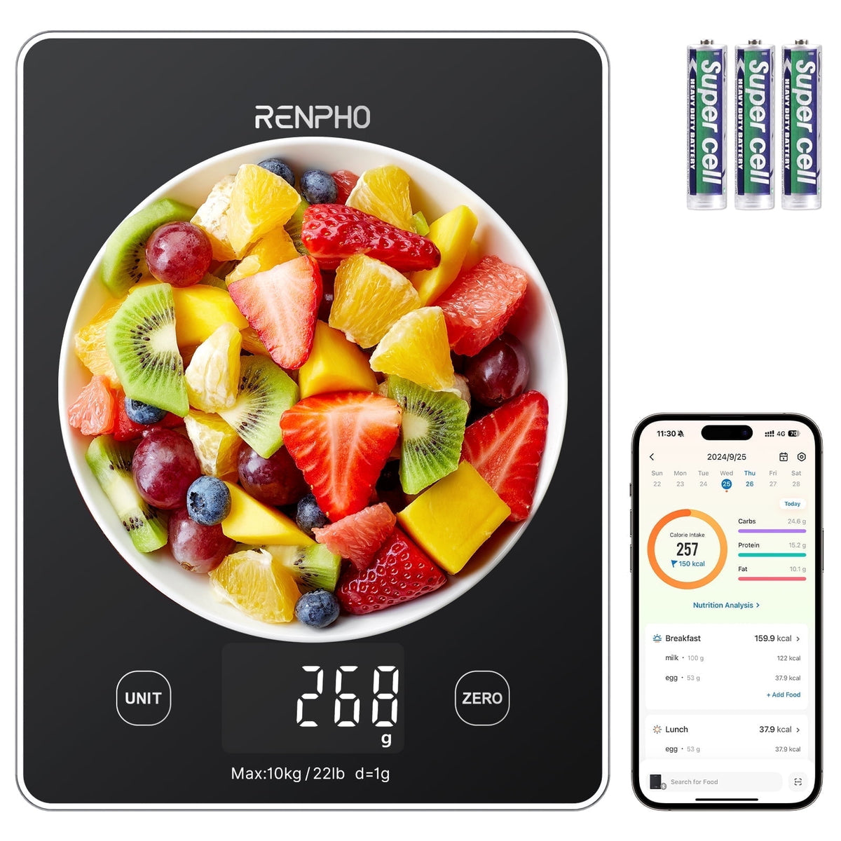 Garly Kitchen Smart Food Scale, Smart Nutrition Scale, Nutrition Calculator 22 lb