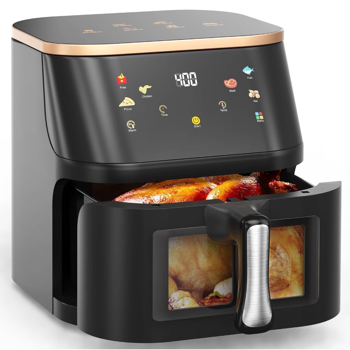 Garly Kitchen Air Fryer 8-Qt Max 450F for Cooking, 6 Presets Fry Touch Panel Easy View Window