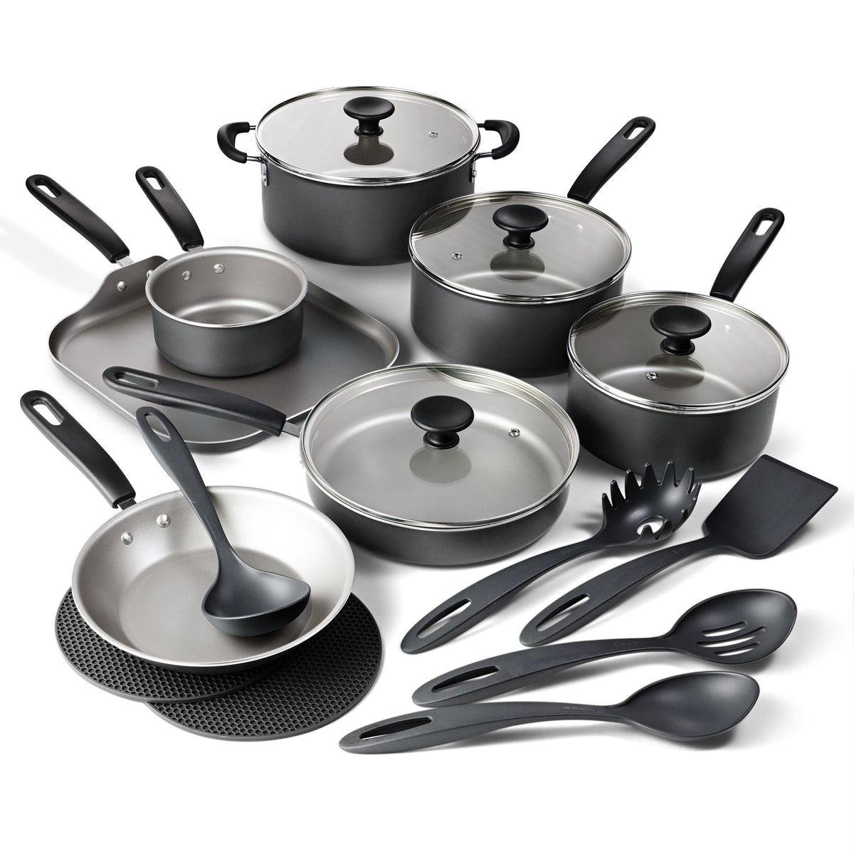 Garly Kitchen 18-Piece Nonstick Cookware Set Blue