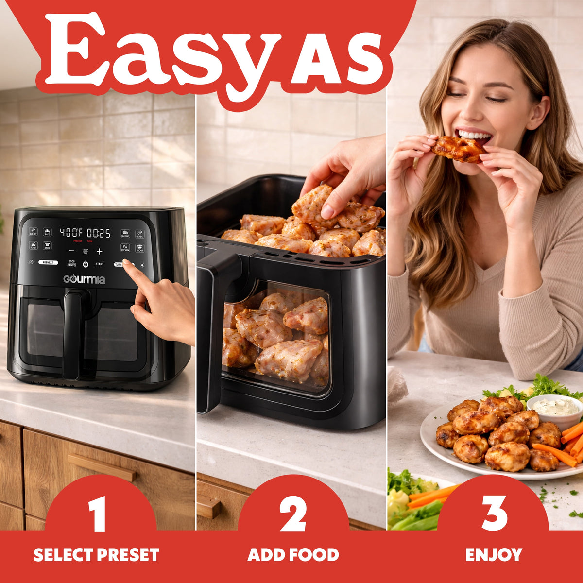 Garly Kitchen 8-Qt Air Fryer, 8 Presets with Digital Display, Easy View Window & Interior Light