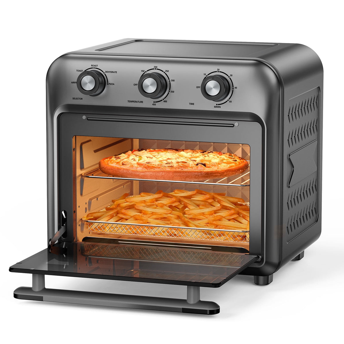 Garly Kitchen 21-Qt Air Fryer Toaster Oven with Convection, 5-in-1 Countertop Cooker, View Window