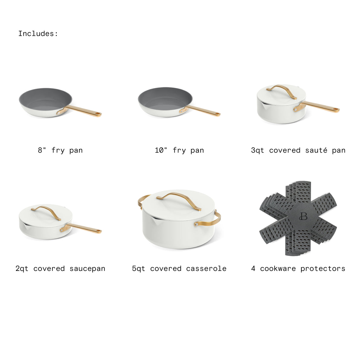 Garly Kitchen 12-Piece Cookware Set, Pots and Pans with Strainer Lids and Ceramic Nonstick Coating