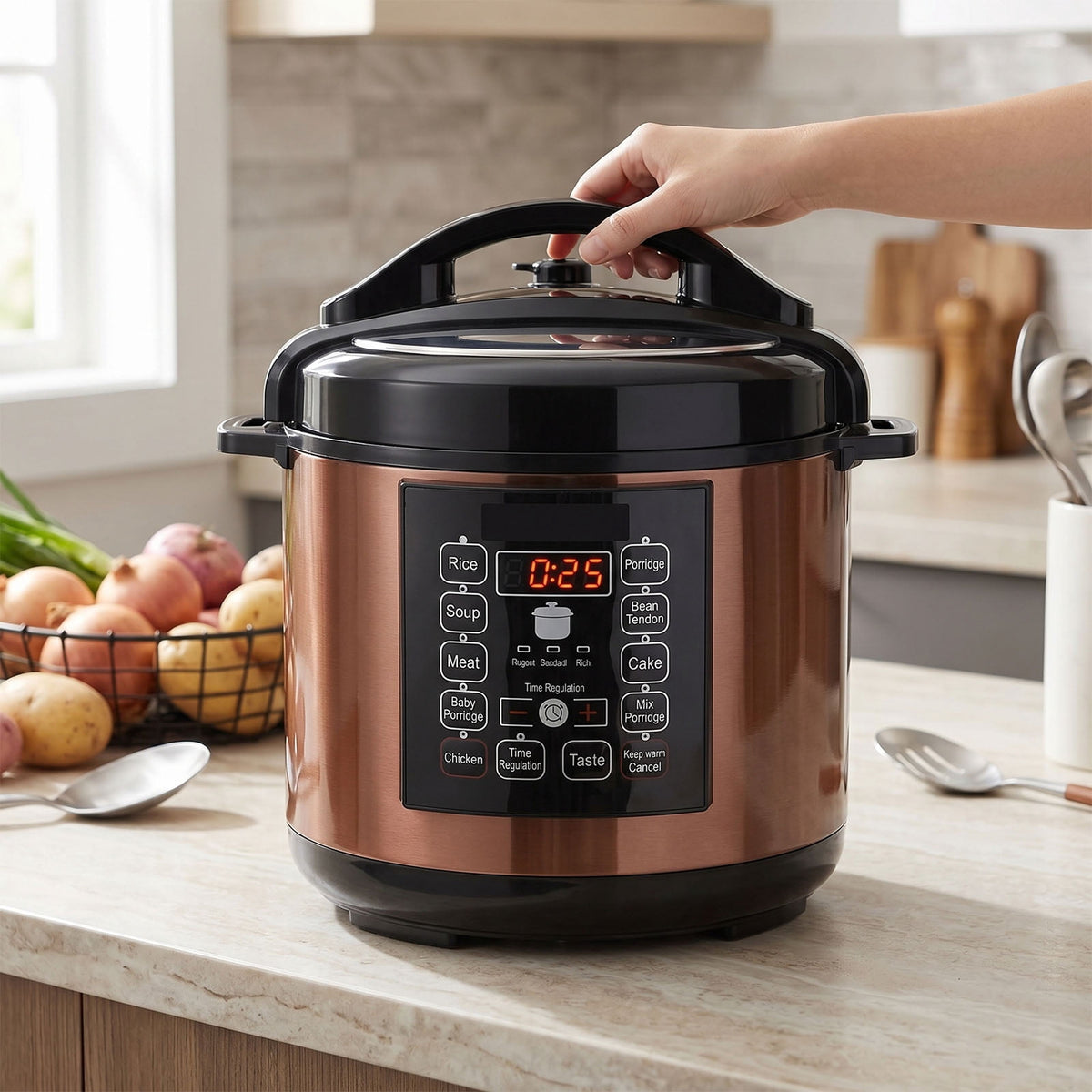Garly Kitchen 6.5-Qt Electric Pressure Cooker, 12-in-1 Multi-Functional Slow Cooker, Rice Cooker