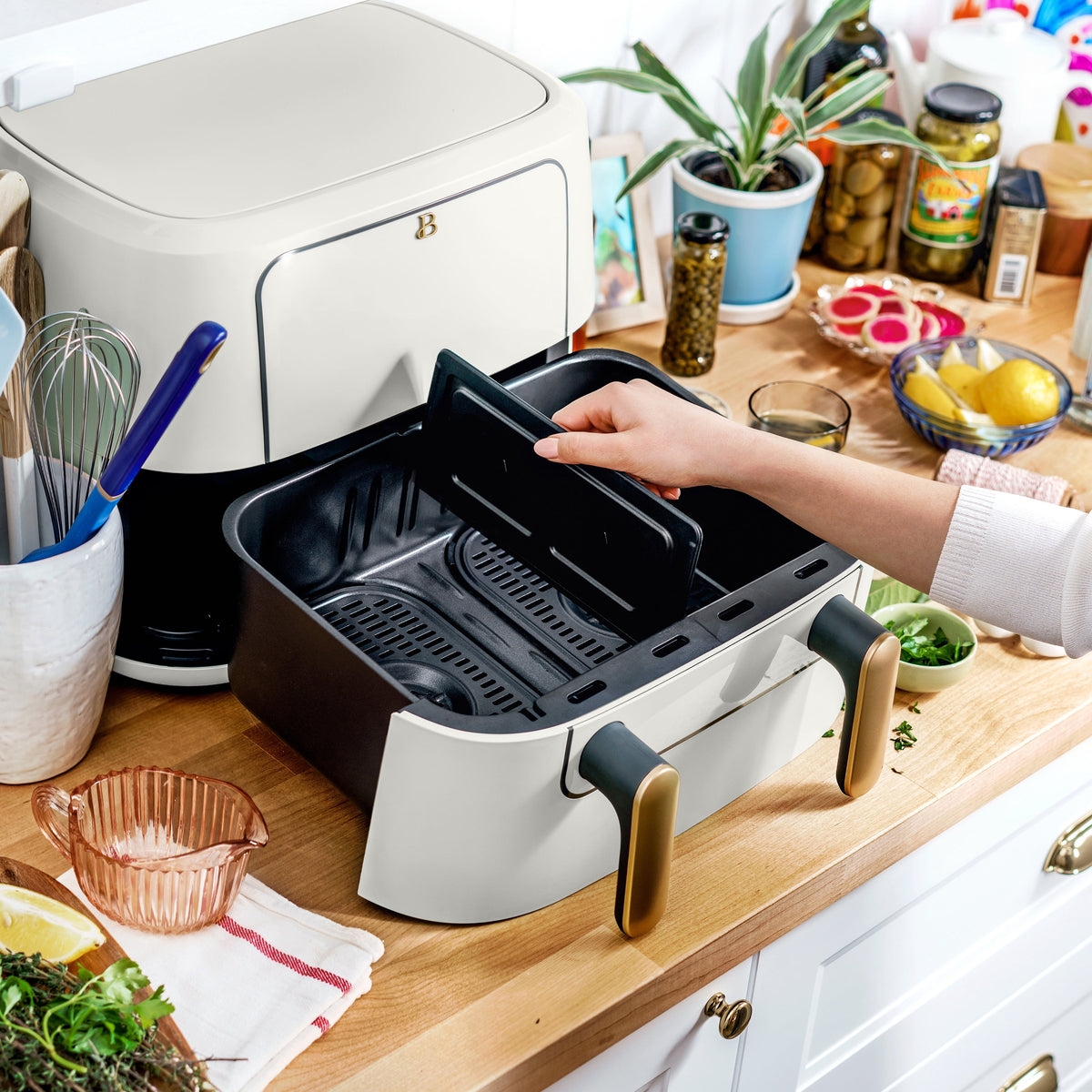 Garly Kitchen 9-Qt TriZone Dual Basket Air Fryer, Ceramic Nonstick Coating
