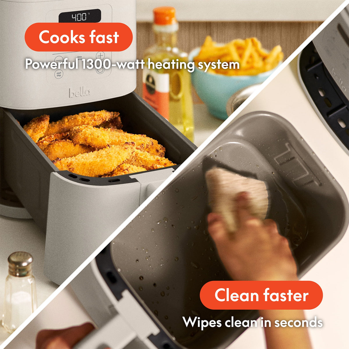 Garly Kitchen bella 4-Qt Slim Digital Air Fryer with ™ Ceramic Nonstick Coating