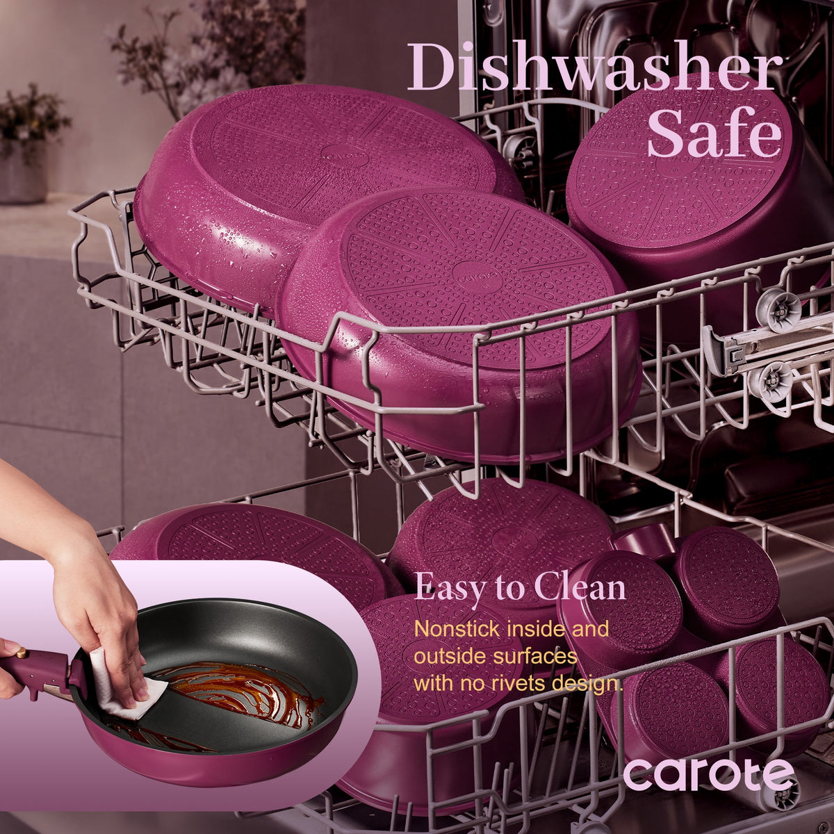Garly Kitchen 20 Pcs Nonstick Cookware Sets, Pots and Pans Set with Detachable Handles, Oven Safe