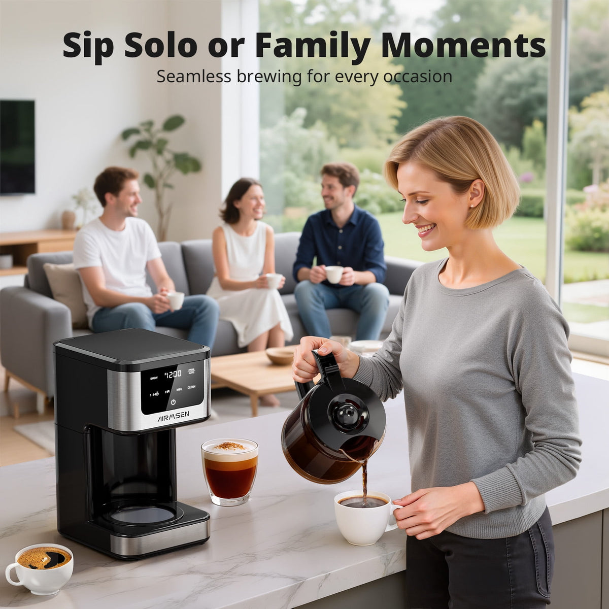Garly Kitchen 14-Cup Coffee Maker with Adjustable Brew Sizes