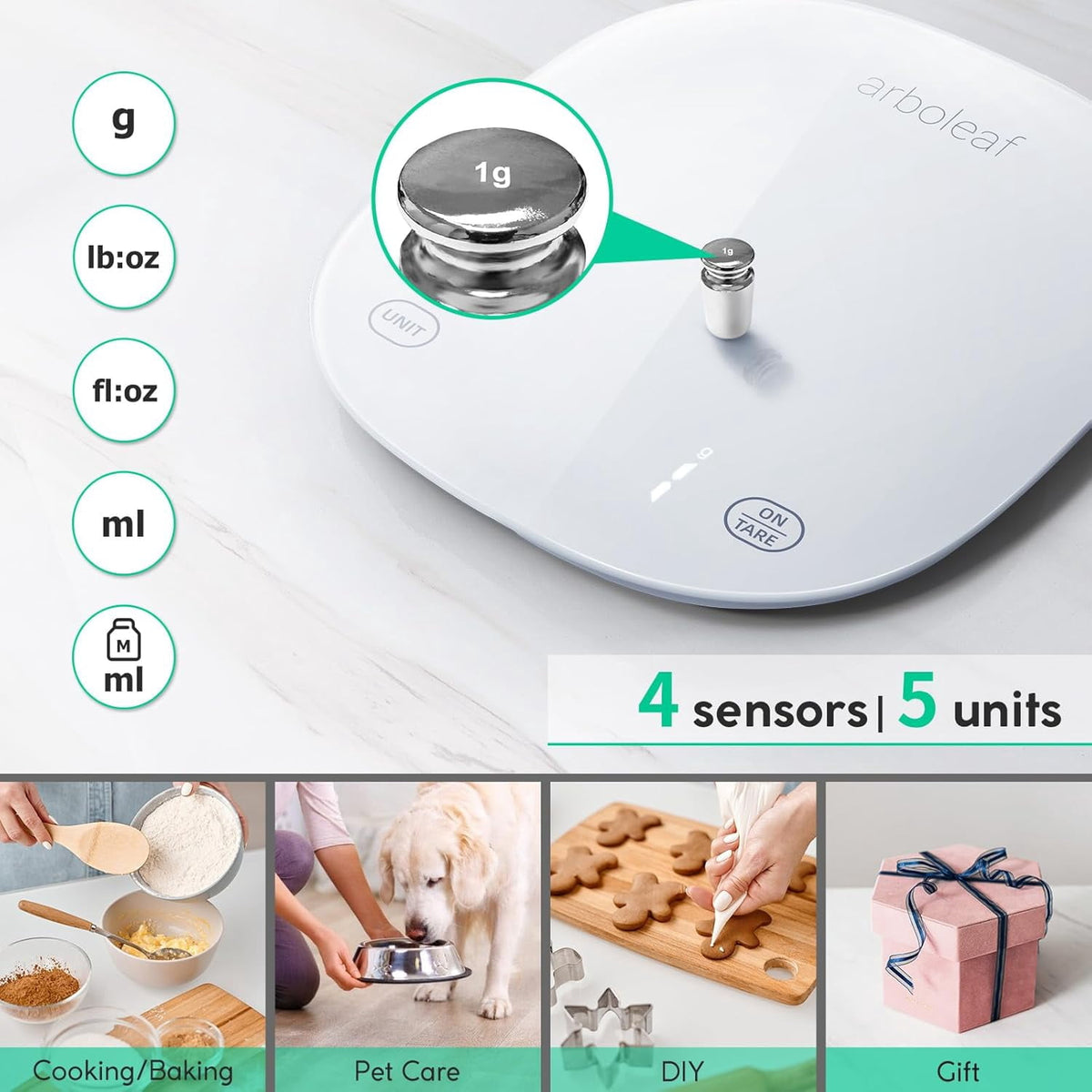 Garly Kitchen Arboleaf Smart Food Scale, 22lb Digital Food Scale with Nutritional Calculator & App