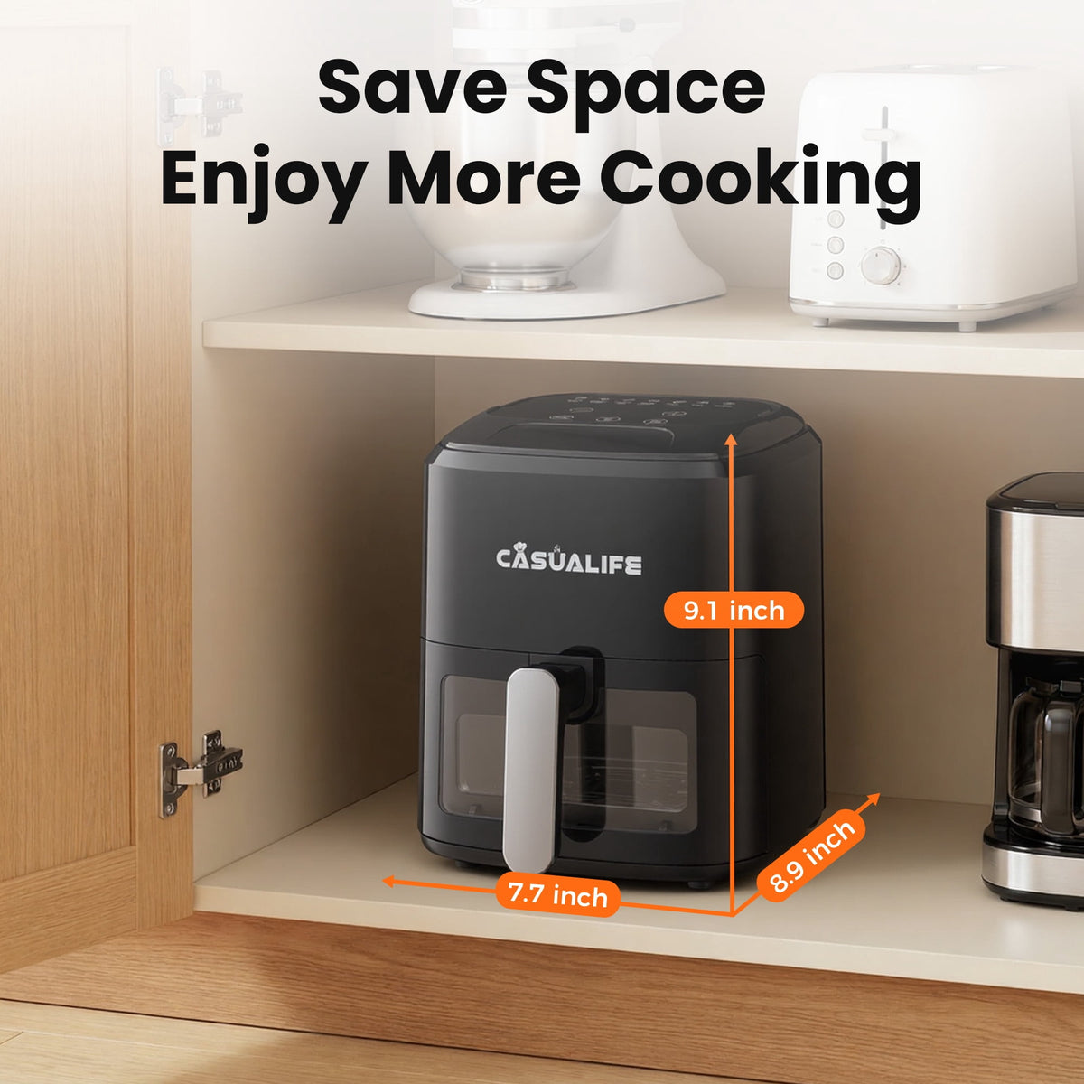 Garly Kitchen Air Fryer 6-Qt Max 400F for Cooking, 6 Presets Fry Touch Panel Compact Countertop