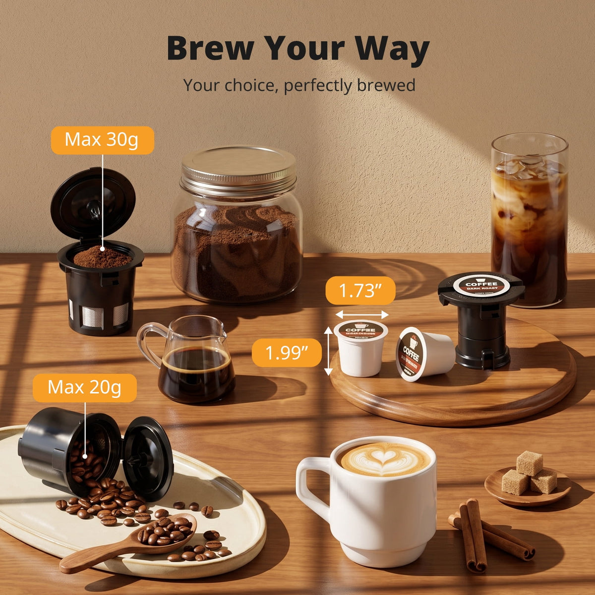 Garly Kitchen 3-in-1 Single Serve Coffee Maker with Grinder