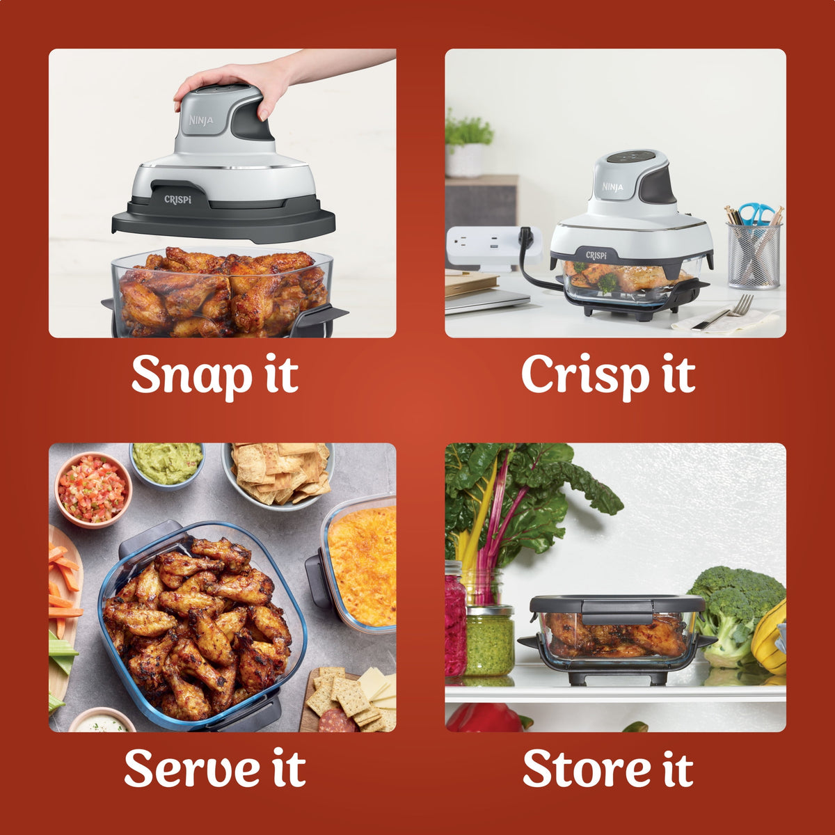 Garly Kitchen Crispi Glass Air Fryer 4-Qt, 3-in-1, Air Fry Recrisp, Portable, Dishwasher Safe