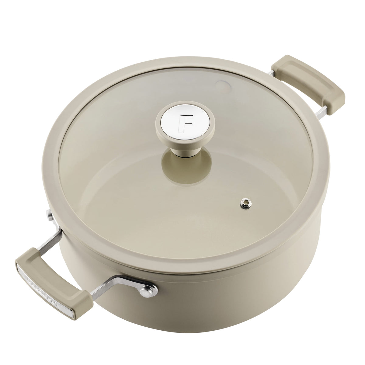 Garly Kitchen TrueCook 12-Piece Ceramic Cookware Set, Dishwasher Safe, Oven Safe to 350°F, Taupe