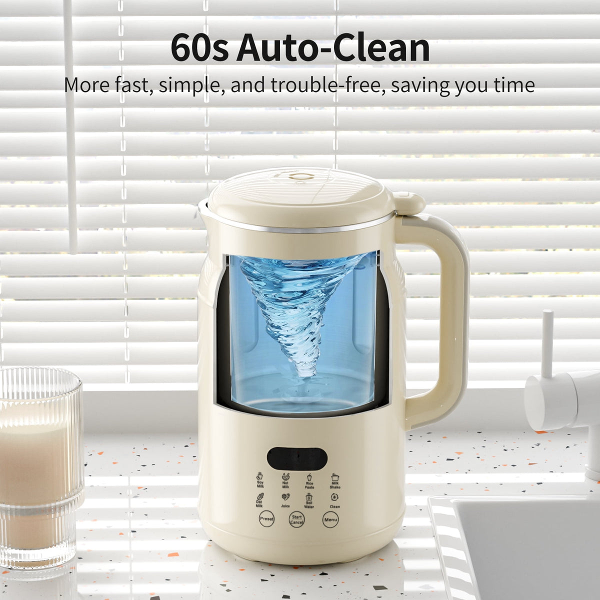 Garly Kitchen Nut Milk Maker 8-in-1, 32oz Soy, Almond, Oat, Coconut Milk Machine
