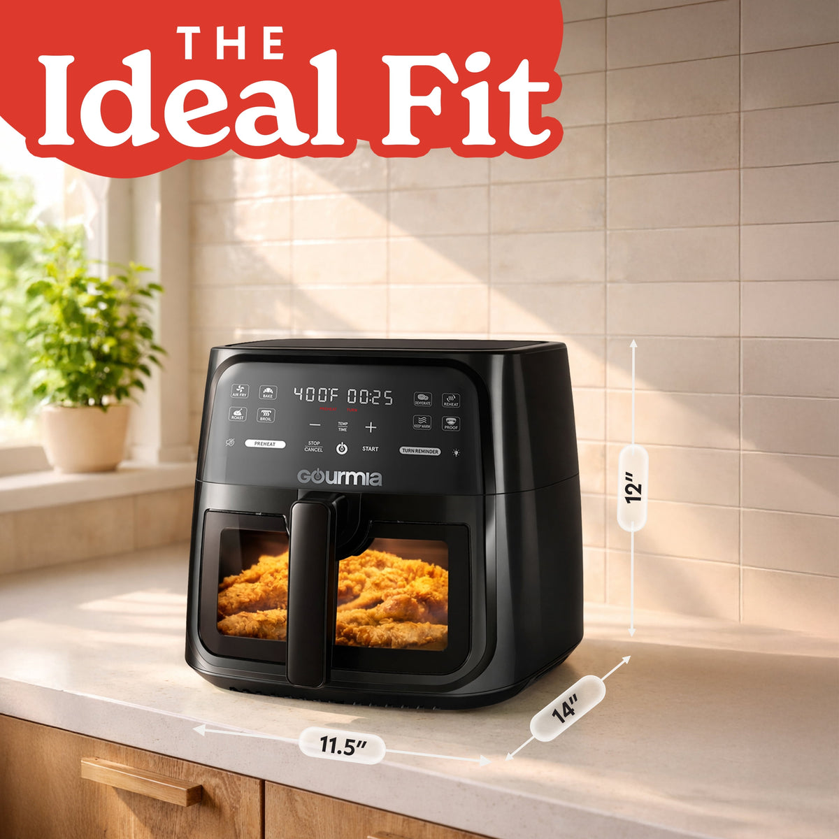 Garly Kitchen 8-Qt Air Fryer, 8 Presets with Digital Display, Easy View Window & Interior Light