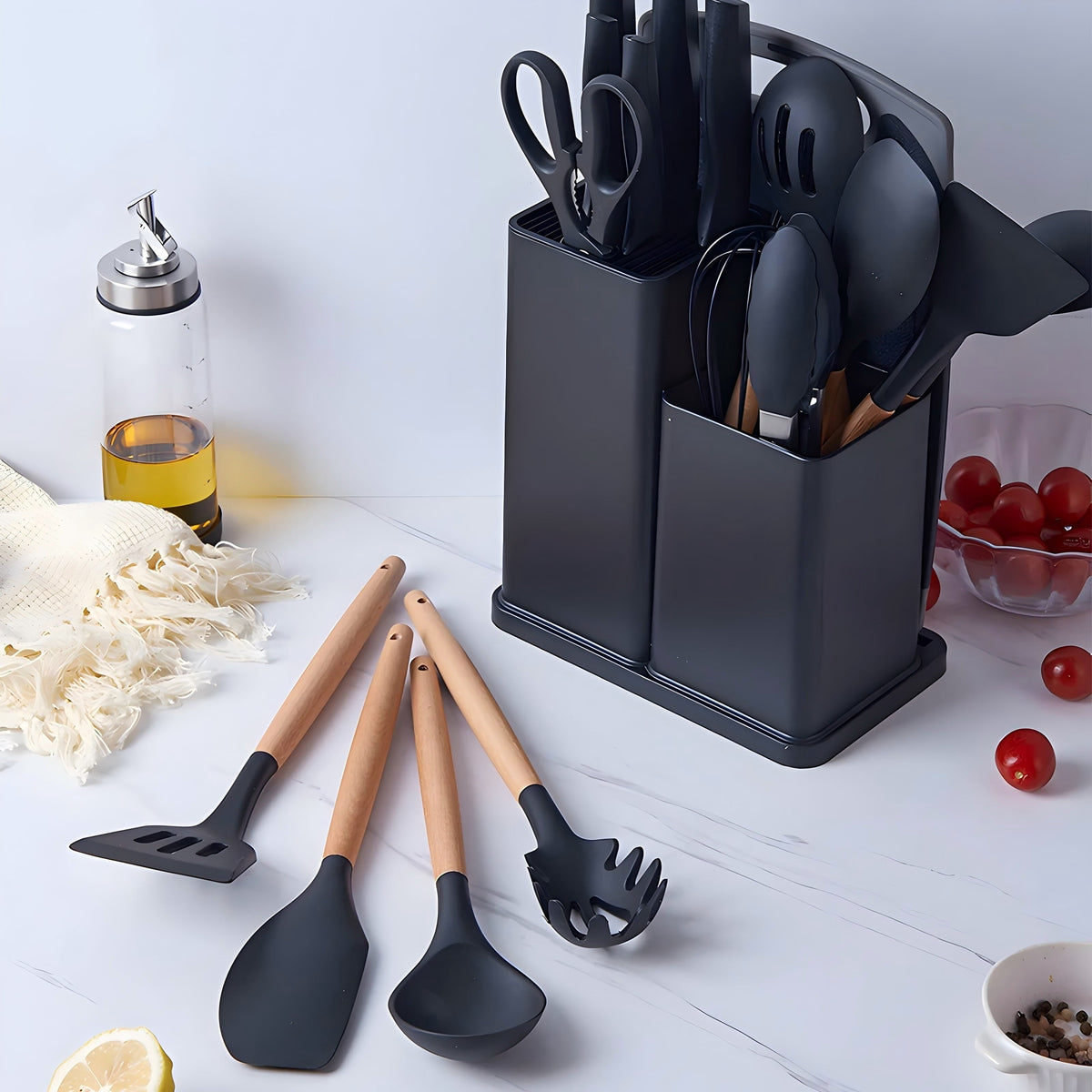 Garly Kitchen Kitchen Utensils Set- 19 Pcs Silicone Cooking Utensils Set for Nonstick