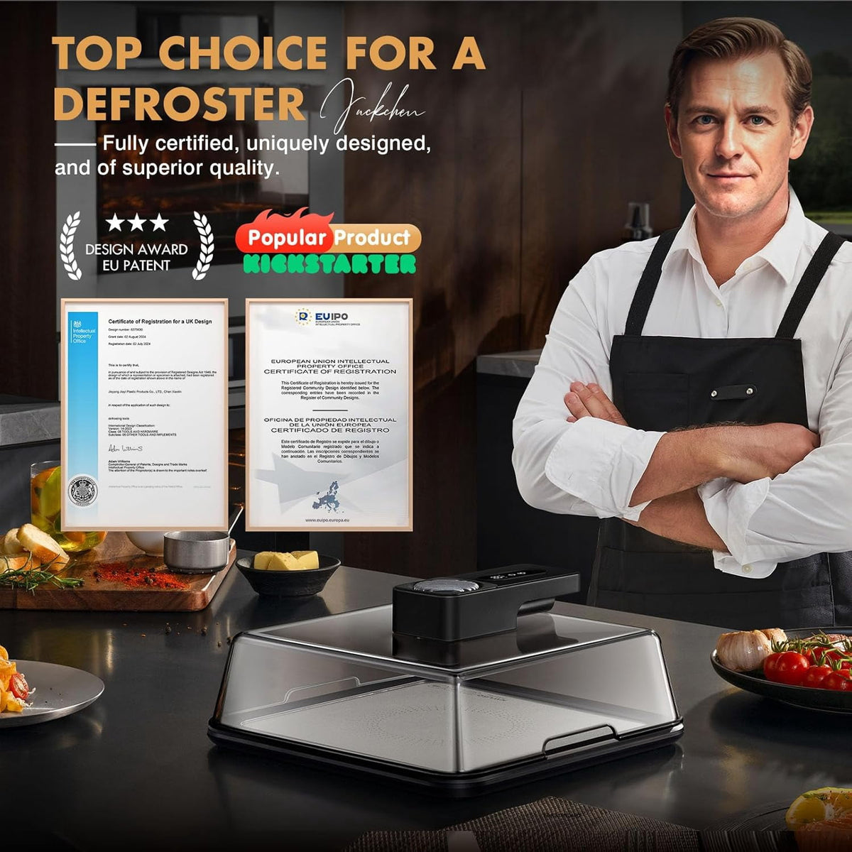 Garly Kitchen Rapid Meat Defroster Tray with Airflow Technology, Smart Thaw Frozen Meat in Minutes
