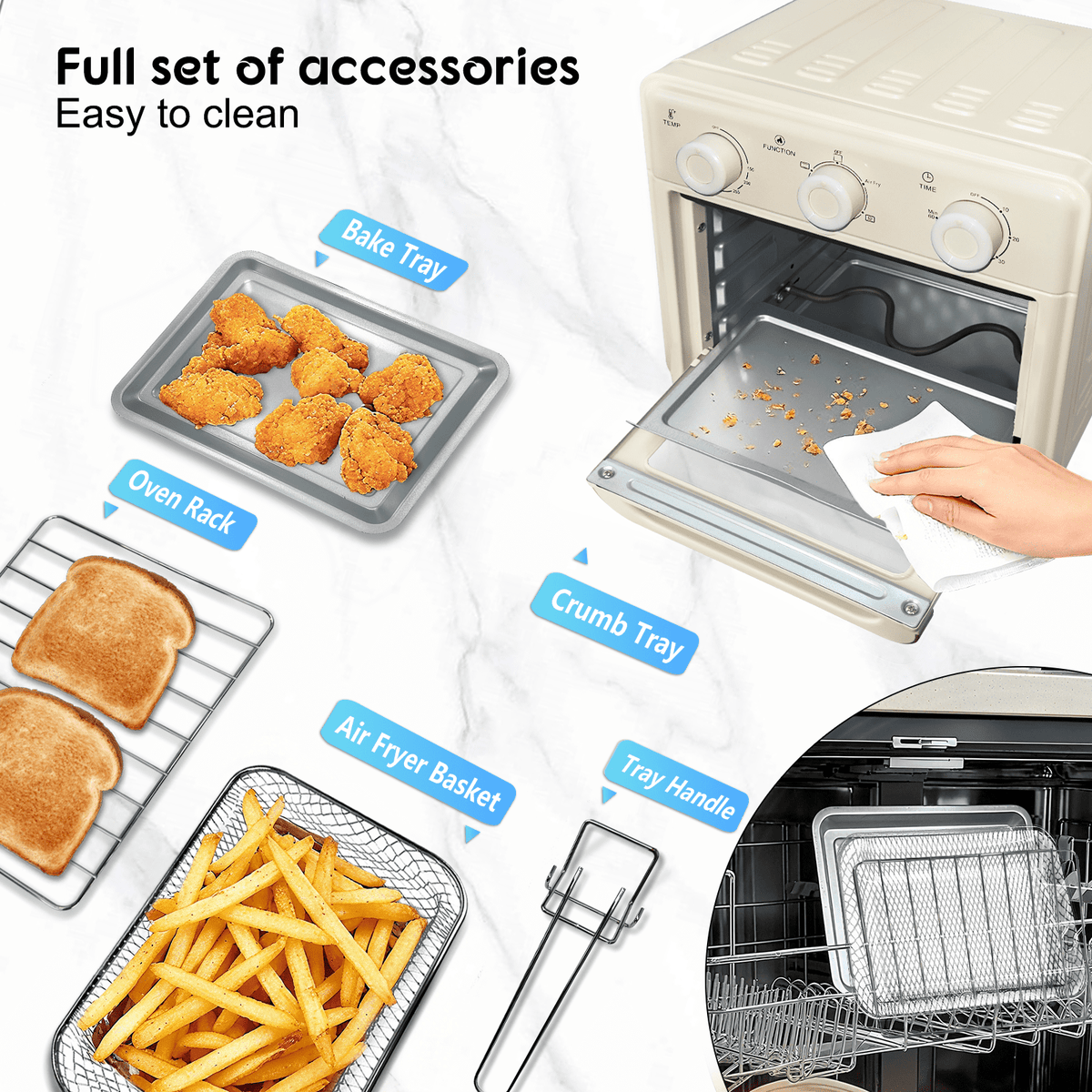 Garly Kitchen 10.6-Qt Air Fryer Toaster Oven, 1000W Air Fryer Oven Combo, 3-Layer Cooking