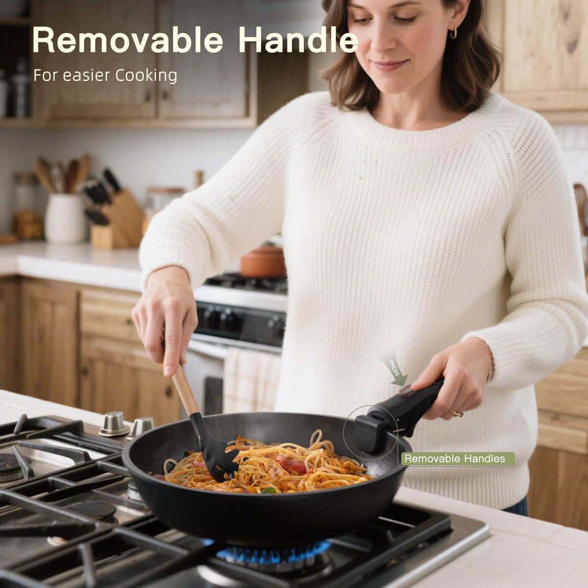 Garly Kitchen 20-Piece Pots and Pans Set, Nonstick Cookware Set with Detachable Handles