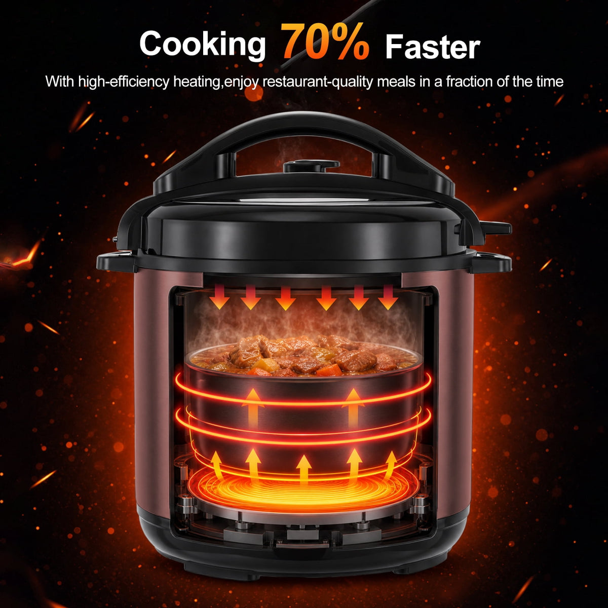 Garly Kitchen 6.5-Qt Electric Pressure Cooker, 12-in-1 Multi-Functional Slow Cooker, Rice Cooker