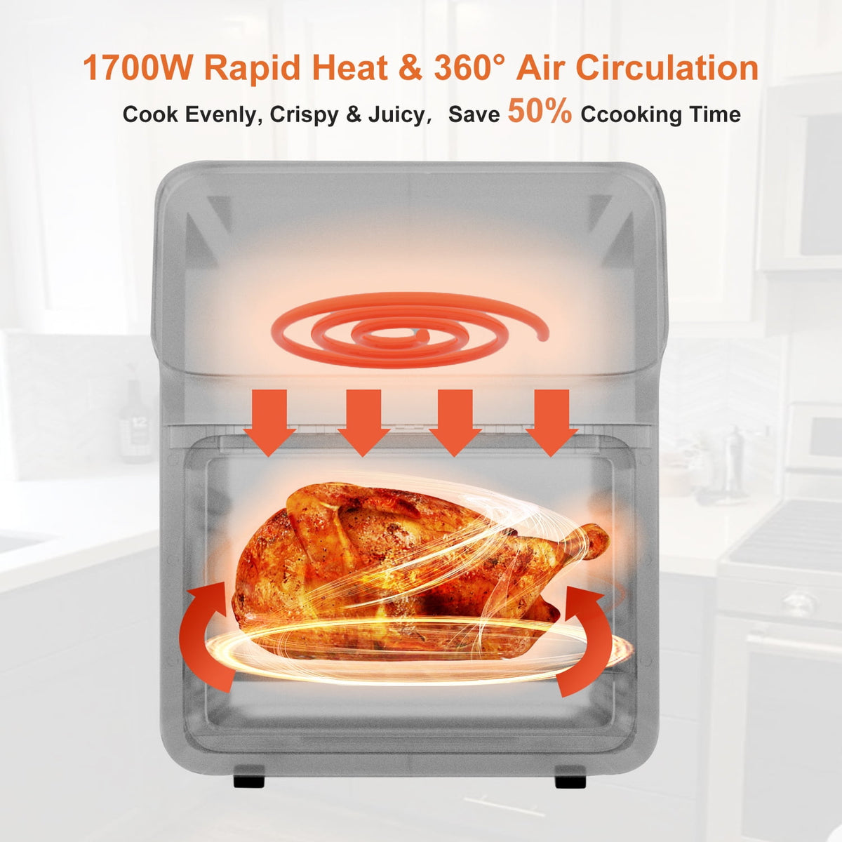 Garly Kitchen Air Fryer 12-Qt Convection Oven with 10-in-1 Multi Function