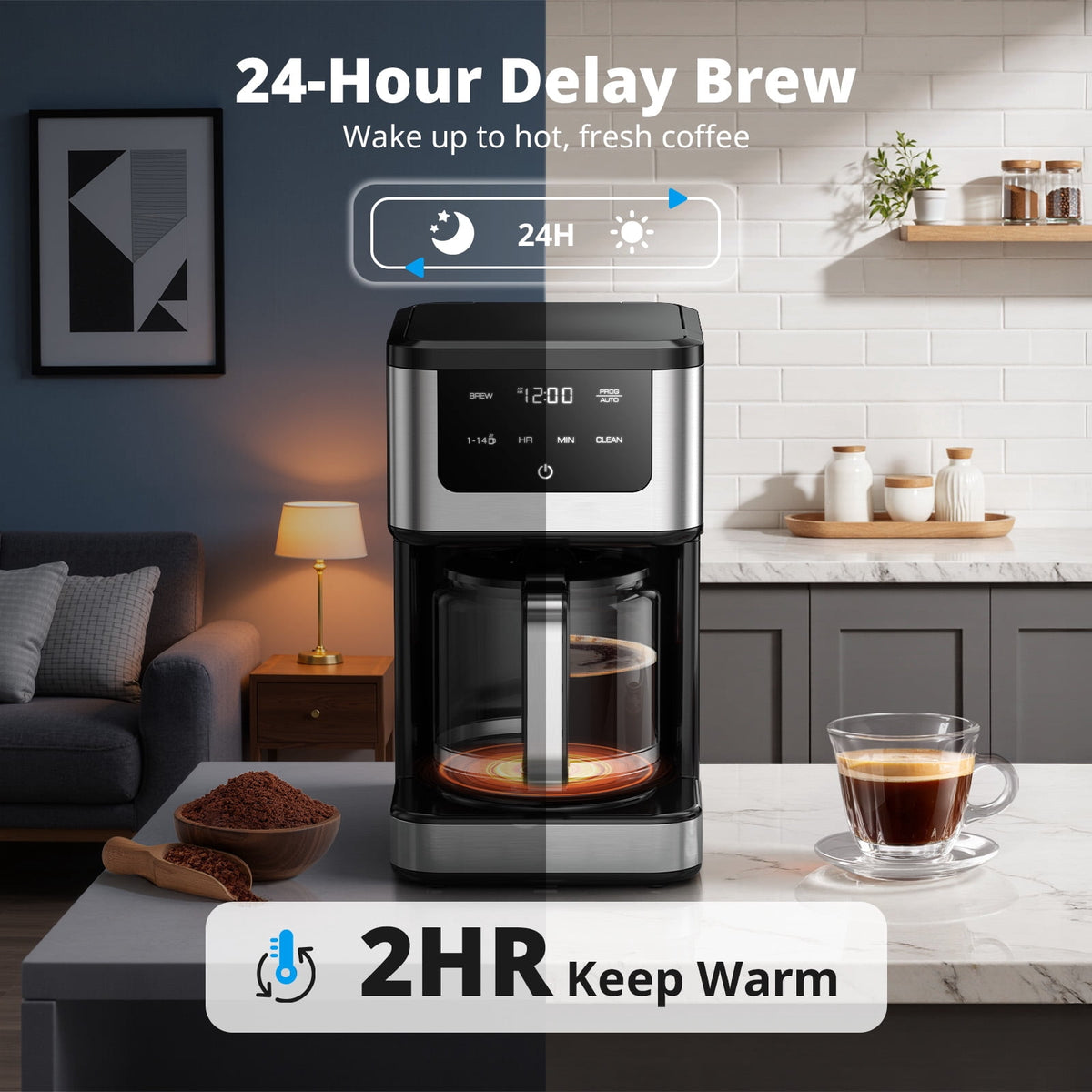 Garly Kitchen 14-Cup Coffee Maker with Adjustable Brew Sizes