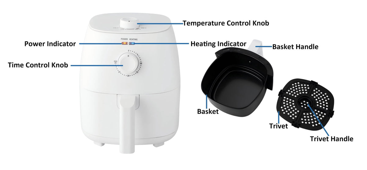 Garly Kitchen 2.2-Qt Air Fryer, Arctic White - Automatic Shutoff