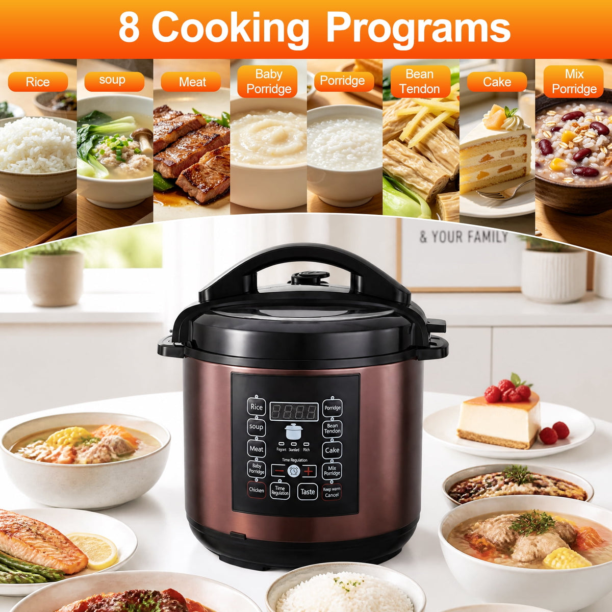 Garly Kitchen 6.5-Qt Electric Pressure Cooker, 12-in-1 Multi-Functional Slow Cooker, Rice Cooker