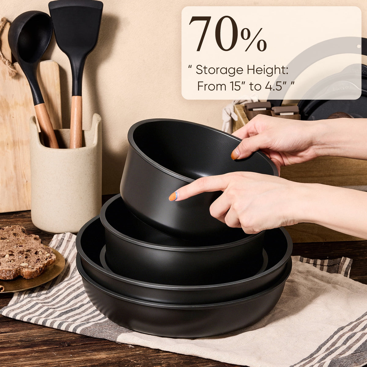 Garly Kitchen 27-Piece Nonstick Cookware Set, Pots and Pans Set with Detachable Handle