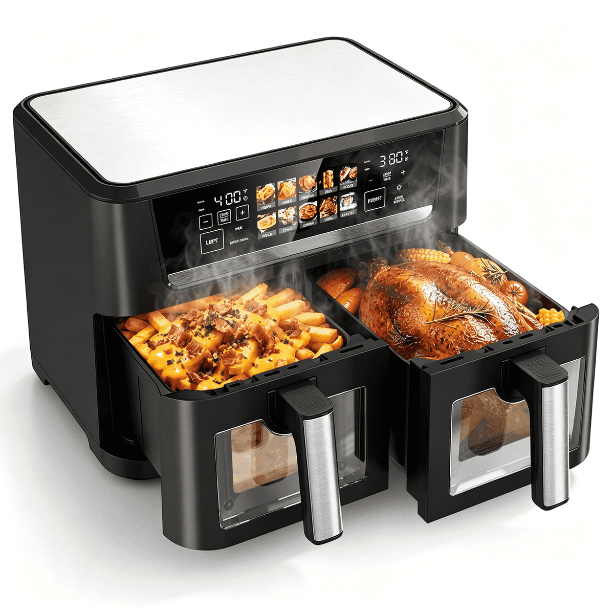 Garly Kitchen 13-Qt Dual Basket Air Fryer Oven, 1700W with Sync and Match Cook