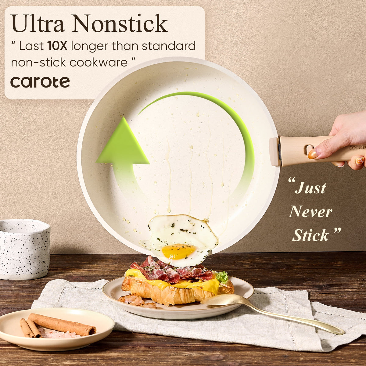Garly Kitchen 19-Piece Nonstick Cookware Sets, Granite Non Stick Pots and Pans with Removable