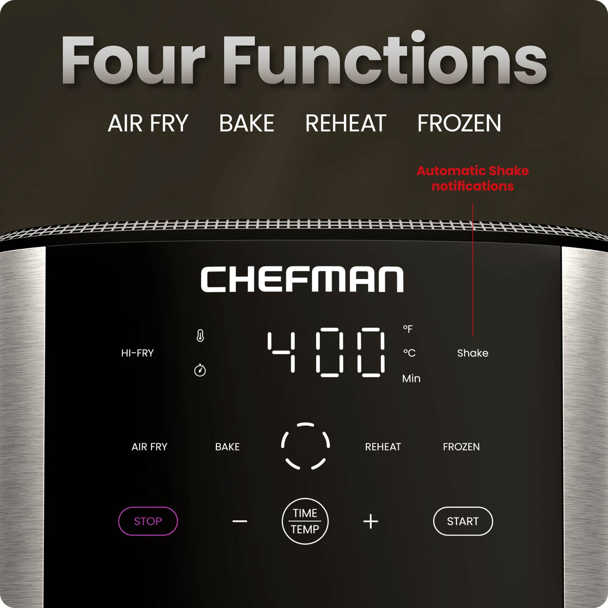 Garly Kitchen Air Fryer 1500W, 6-Qt, 4 Functions with Touch Controls, Stainless Steel