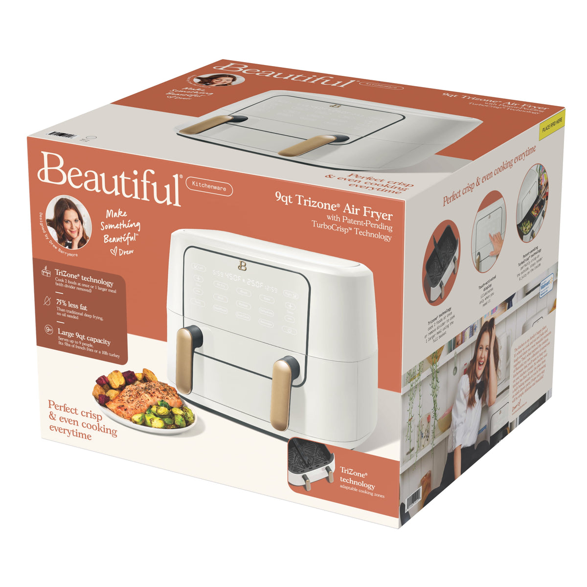Garly Kitchen 9-Qt TriZone Dual Basket Air Fryer, Ceramic Nonstick Coating