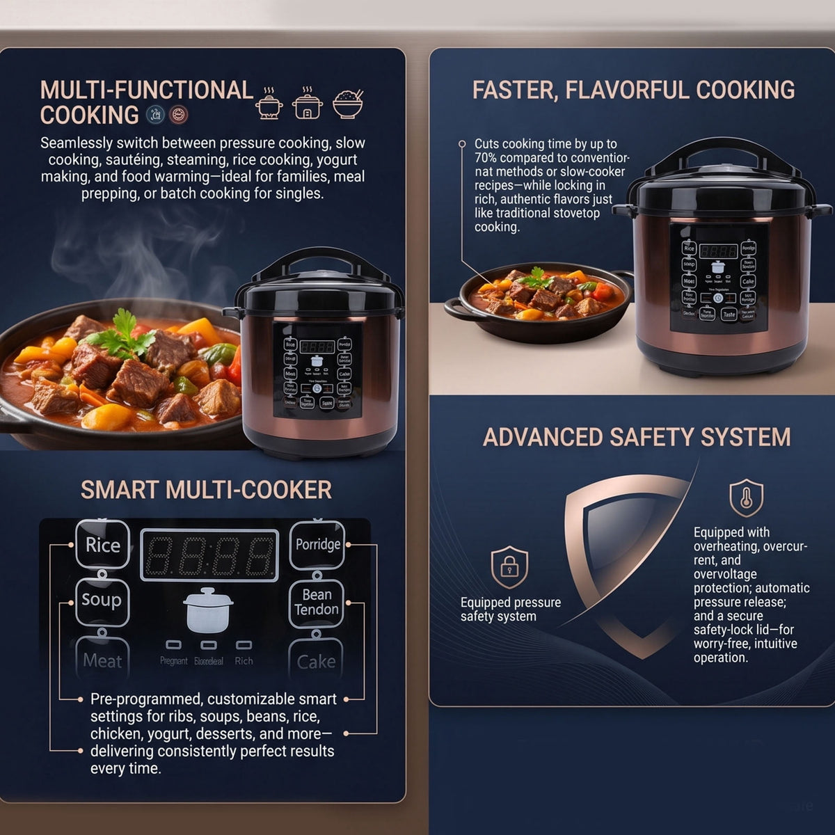 Garly Kitchen 6.5-Qt Electric Pressure Cooker, 12-in-1 Multi-Functional Slow Cooker, Rice Cooker