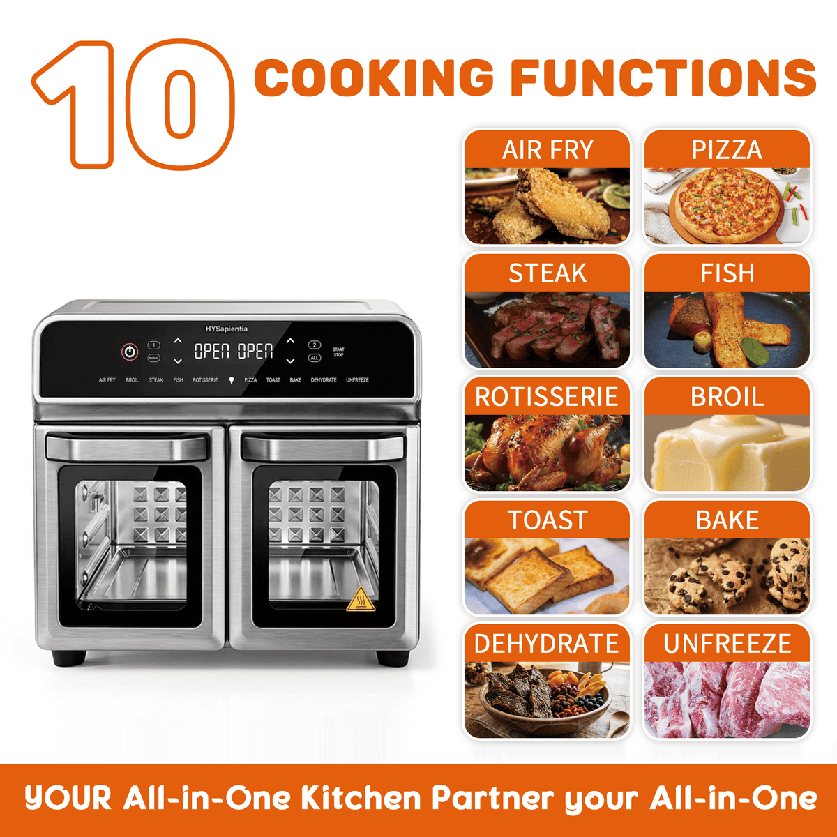 Garly Kitchen 24-Qt Dual Zone Air Fryer Oven With Rotisserie