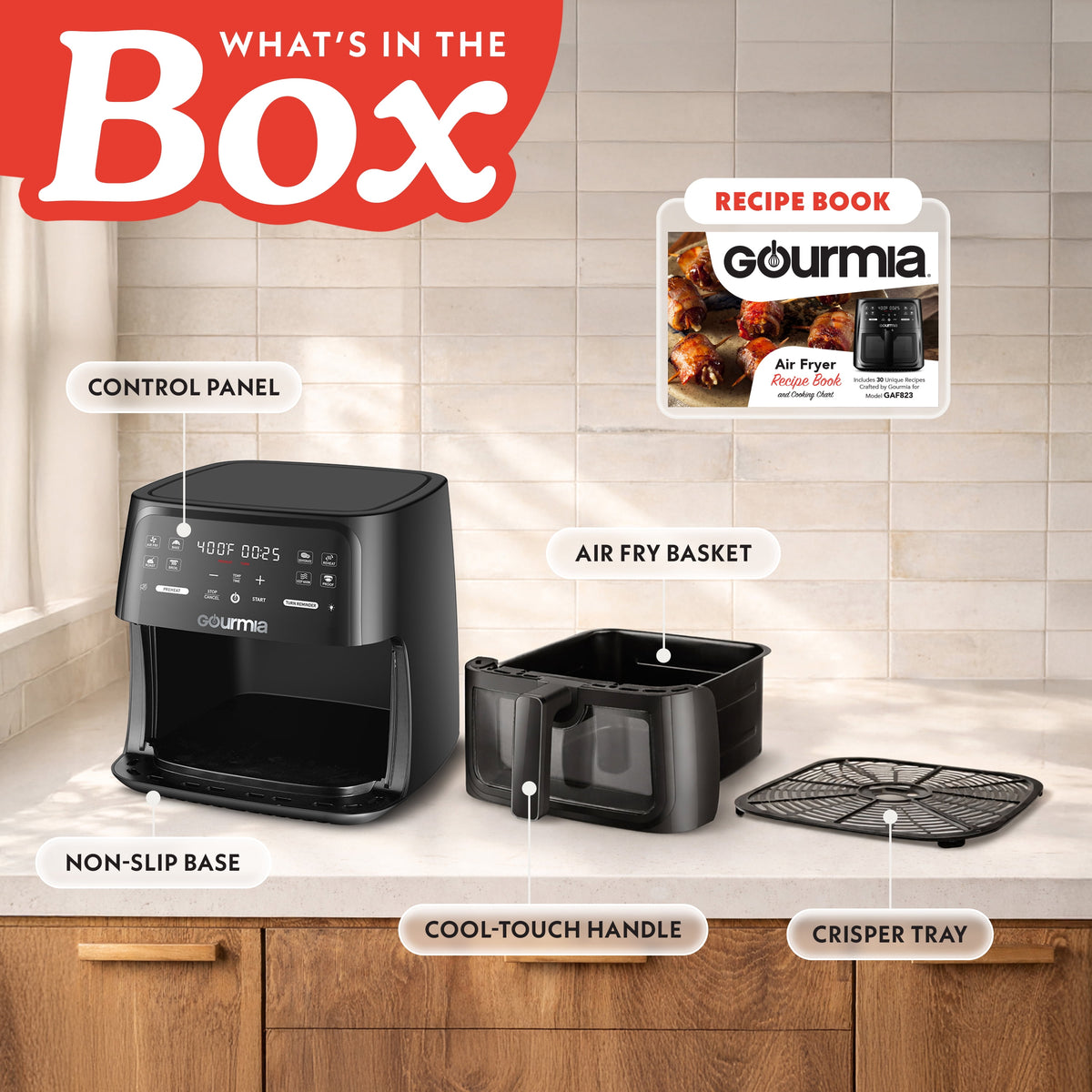 Garly Kitchen 8-Qt Air Fryer, 8 Presets with Digital Display, Easy View Window & Interior Light