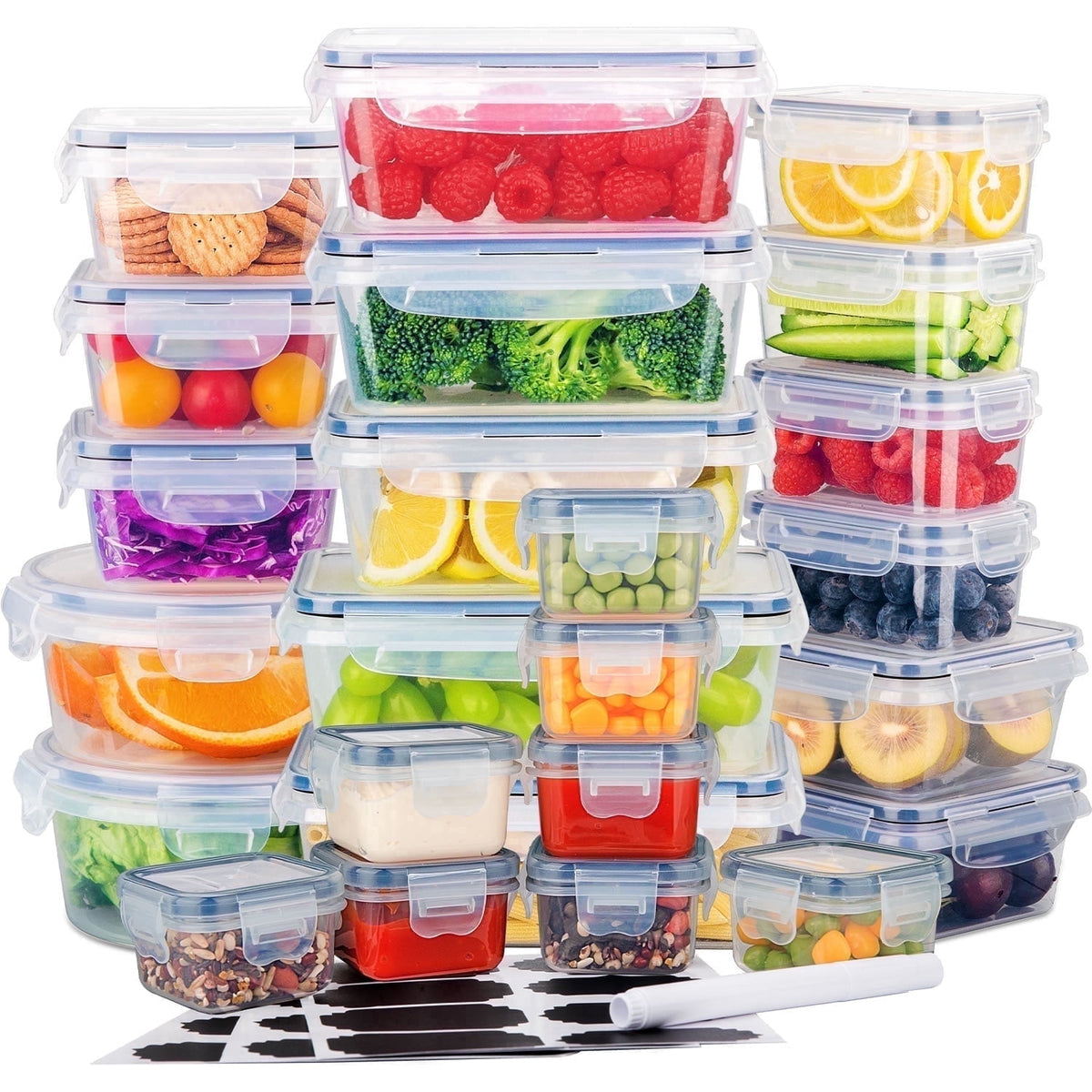 Garly Kitchen Stelive 24 Pack Food Storage Container Set, Leak Proof Lunch Boxes, Microwave