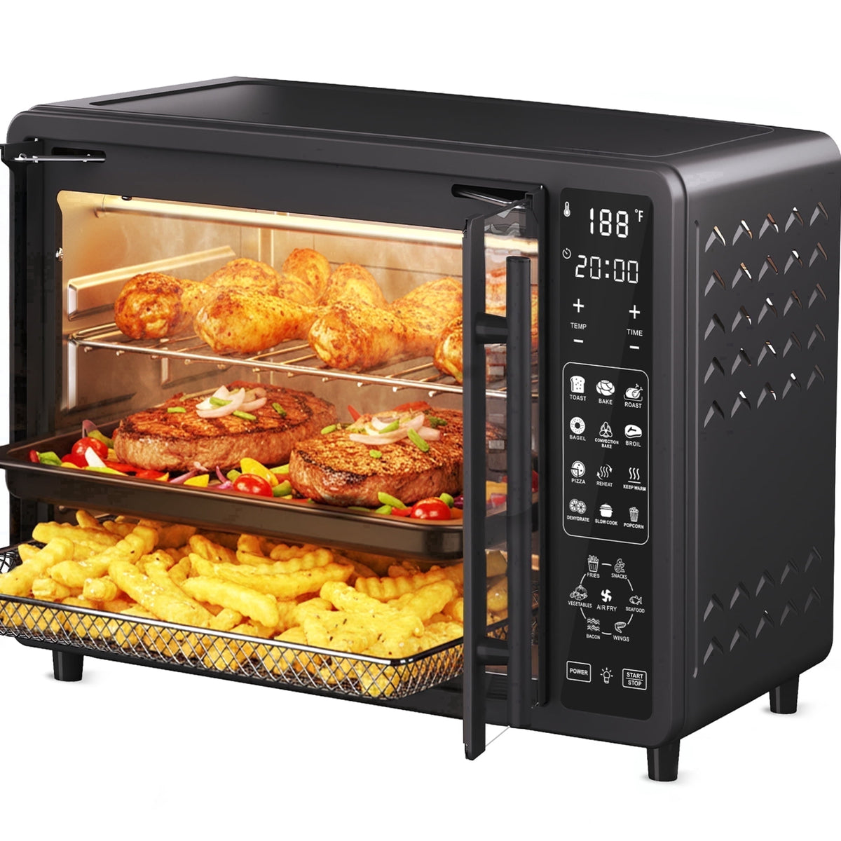 Garly Kitchen 25-Qt French Door Air Fryer Toaster Oven Combo, Bake, Broil, Roast