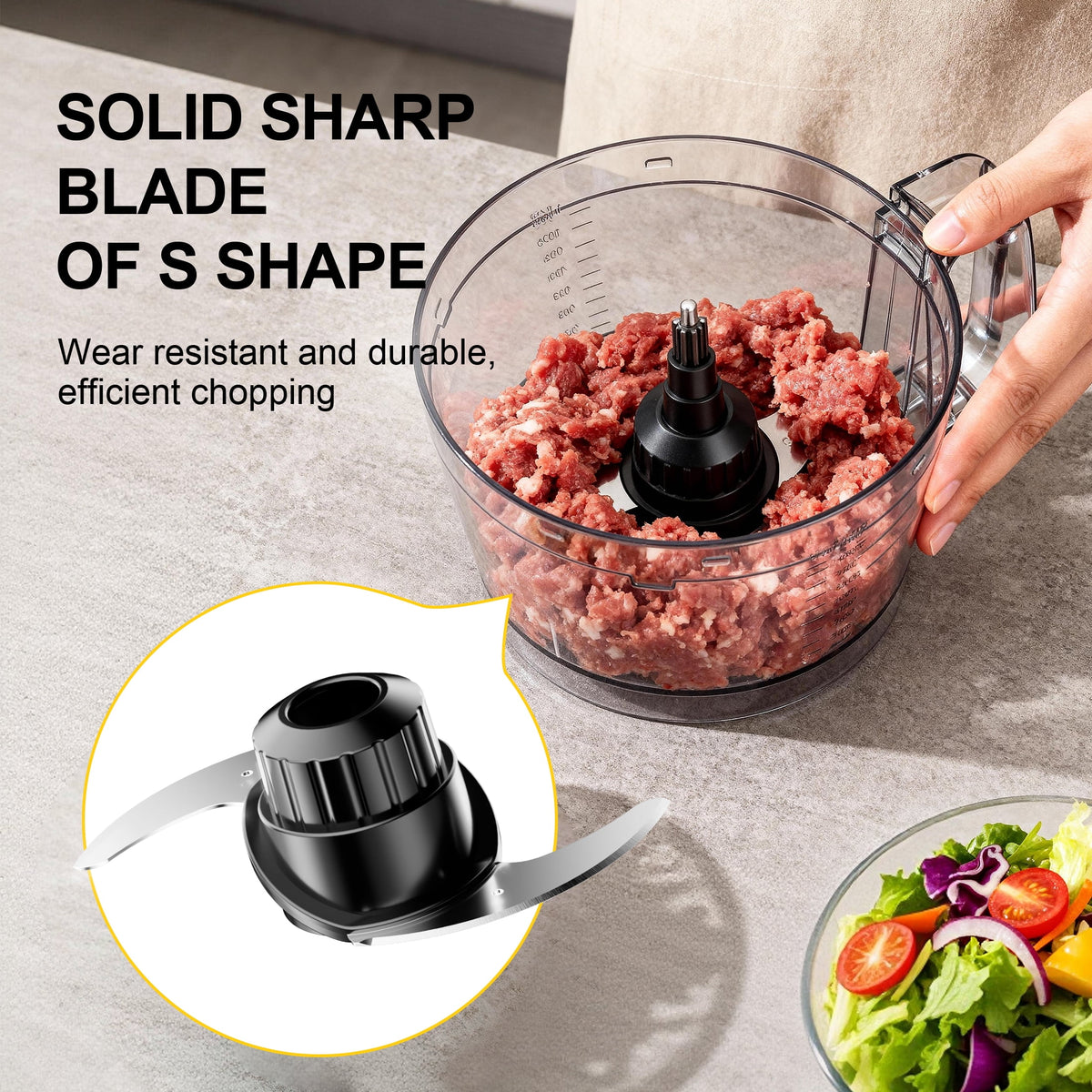 Garly Kitchen Food Processor 600W, 12-Cup, 2-Speed Pulse Chop Slice Knead