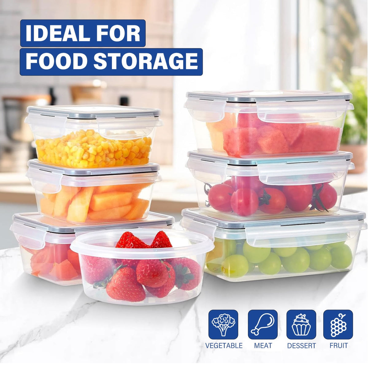 Garly Kitchen Stelive 24 Pack Food Storage Container Set, Leak Proof Lunch Boxes, Microwave