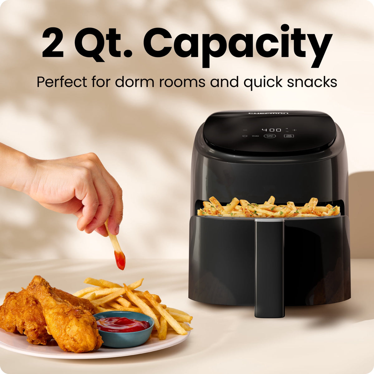 Garly Kitchen TurboFry 2-Qt Digital Air Fryer, Compact Dishwasher-Safe