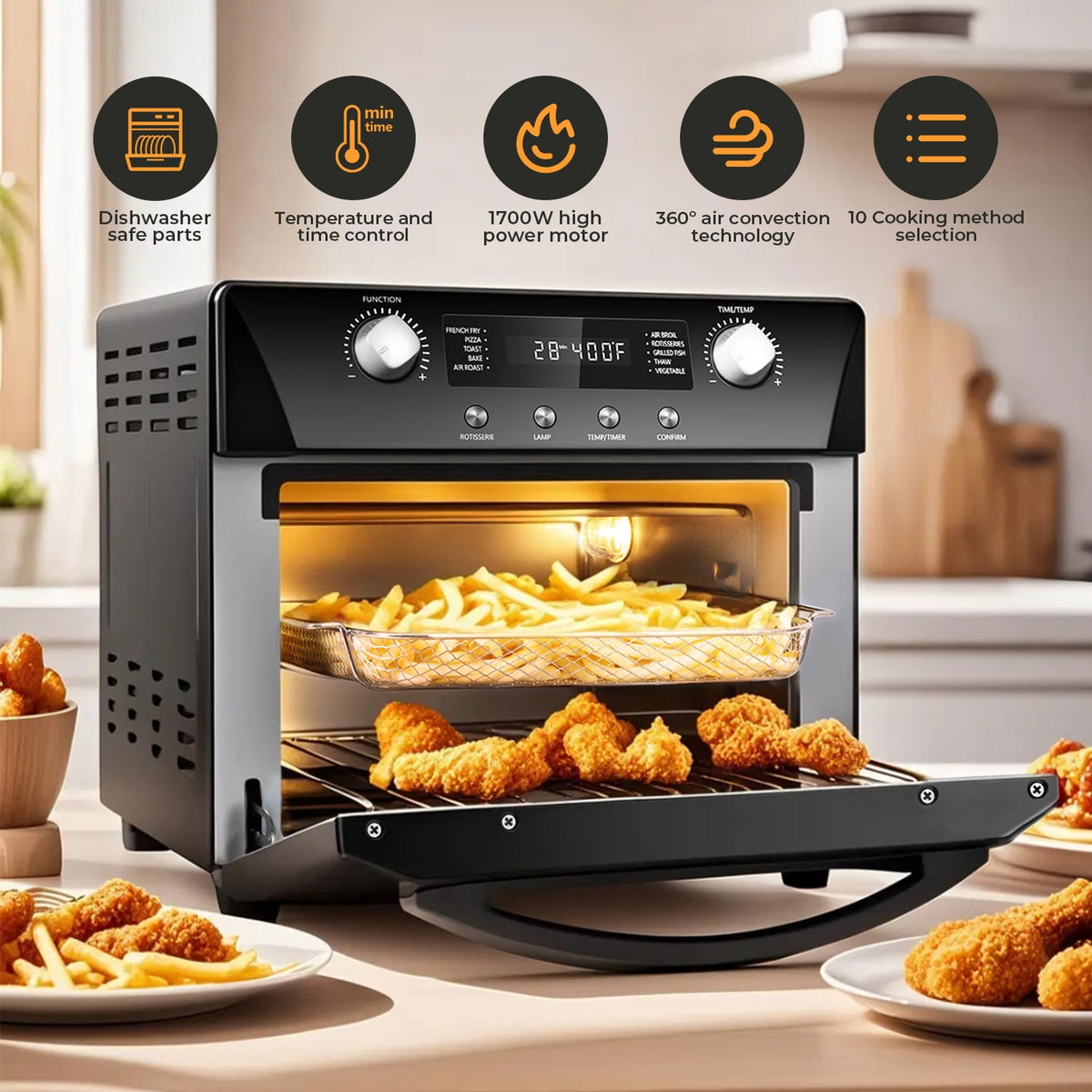 Garly Kitchen Air Fryer Oven, 10-in-1 Convection Oven, 24-Qt Air Fryer Combo