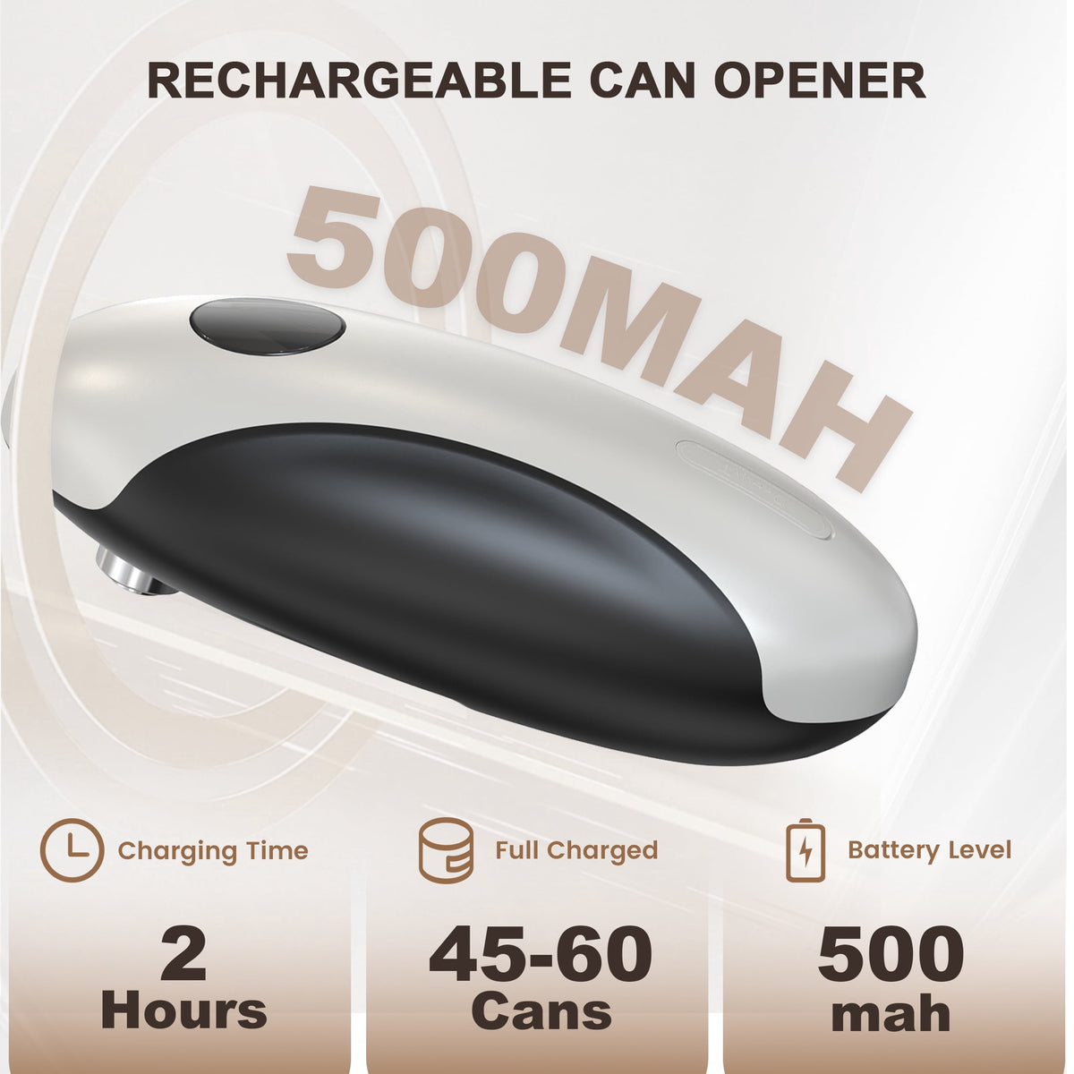 Garly Kitchen One-Touch Automatic Electric Can Opener, USB-C Rechargeable Smooth-Edge Hands-Free