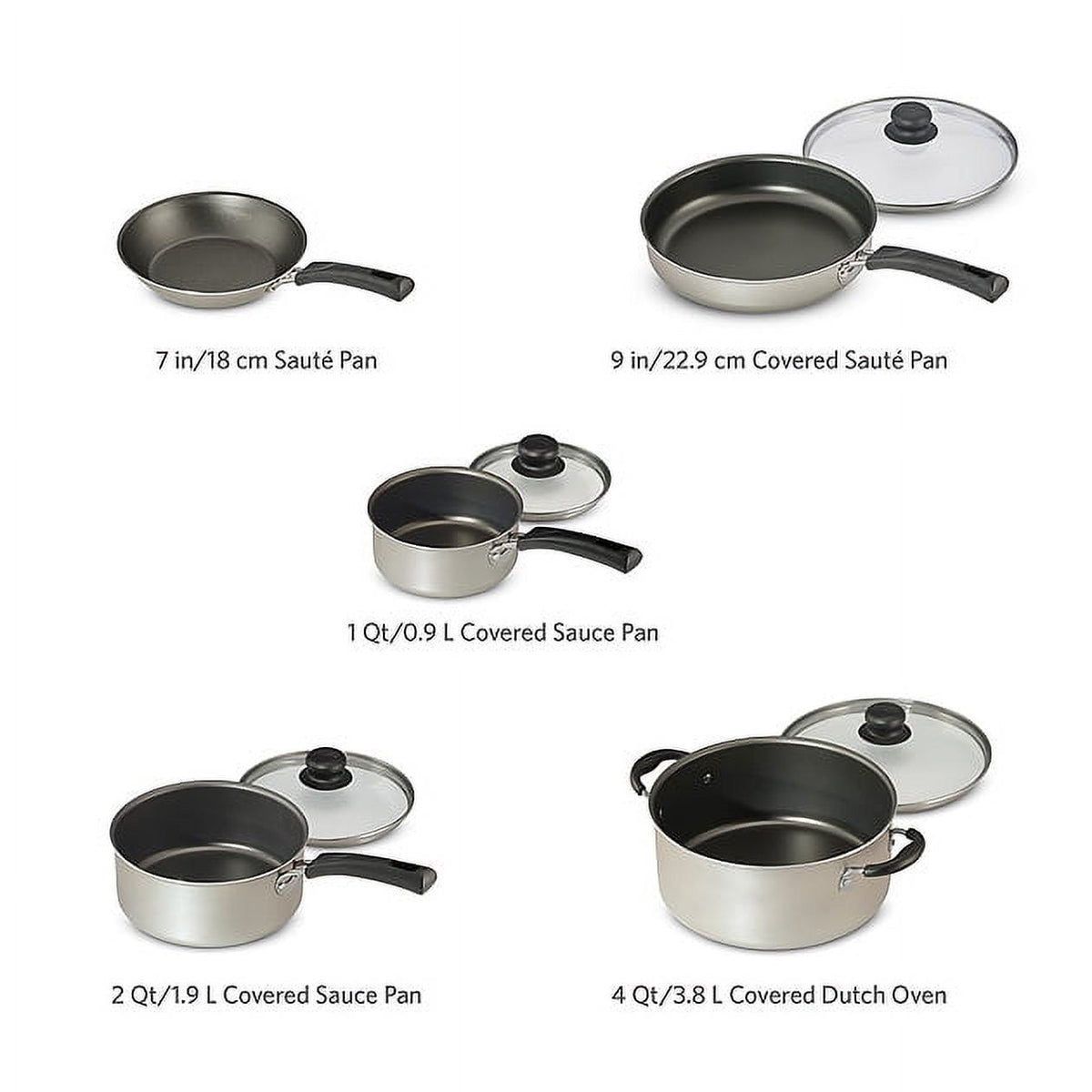 Garly Kitchen 9-Piece Non-Stick Cookware Set, Champagne