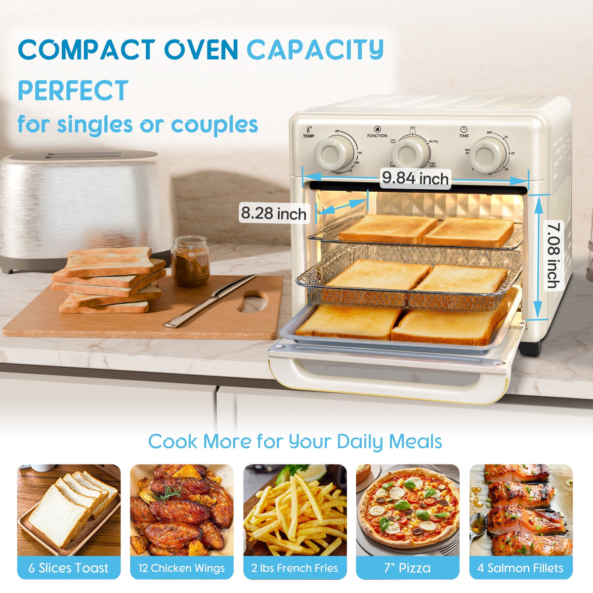 Garly Kitchen 10.6-Qt Air Fryer Toaster Oven, 1000W Air Fryer Oven Combo, 3-Layer Cooking