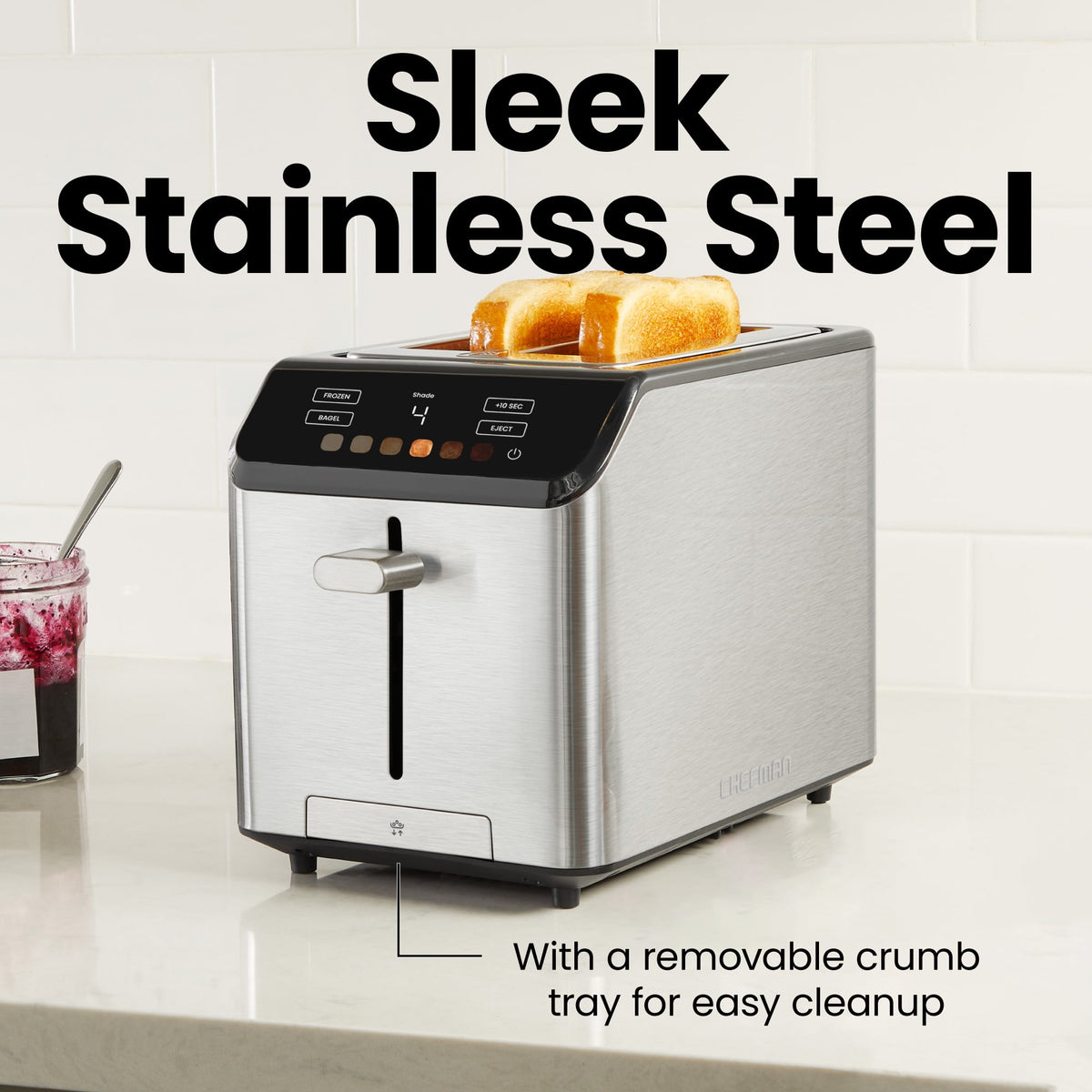 Garly Kitchen Smart Touch 2 Slice Digital Toaster with 6 Touchscreen Shade Settings