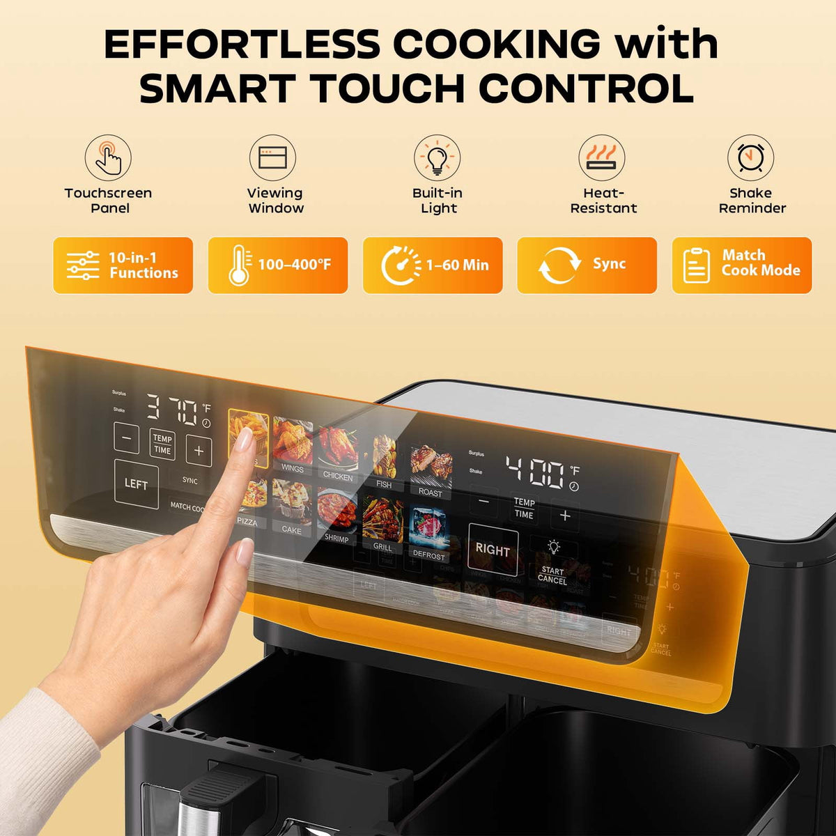 Garly Kitchen 13-Qt Dual Basket Air Fryer Oven, 1700W with Sync and Match Cook